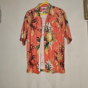 Tommy Bahama Silk Pineapple Shirt Men's Large Button Down Camp Tropical Vacation